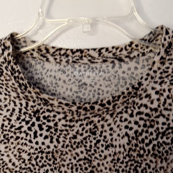 Athleta Women's Small Organic Daily Printed Leopard Print Tee T Shirt,Athleisure - Picture 3 of 9